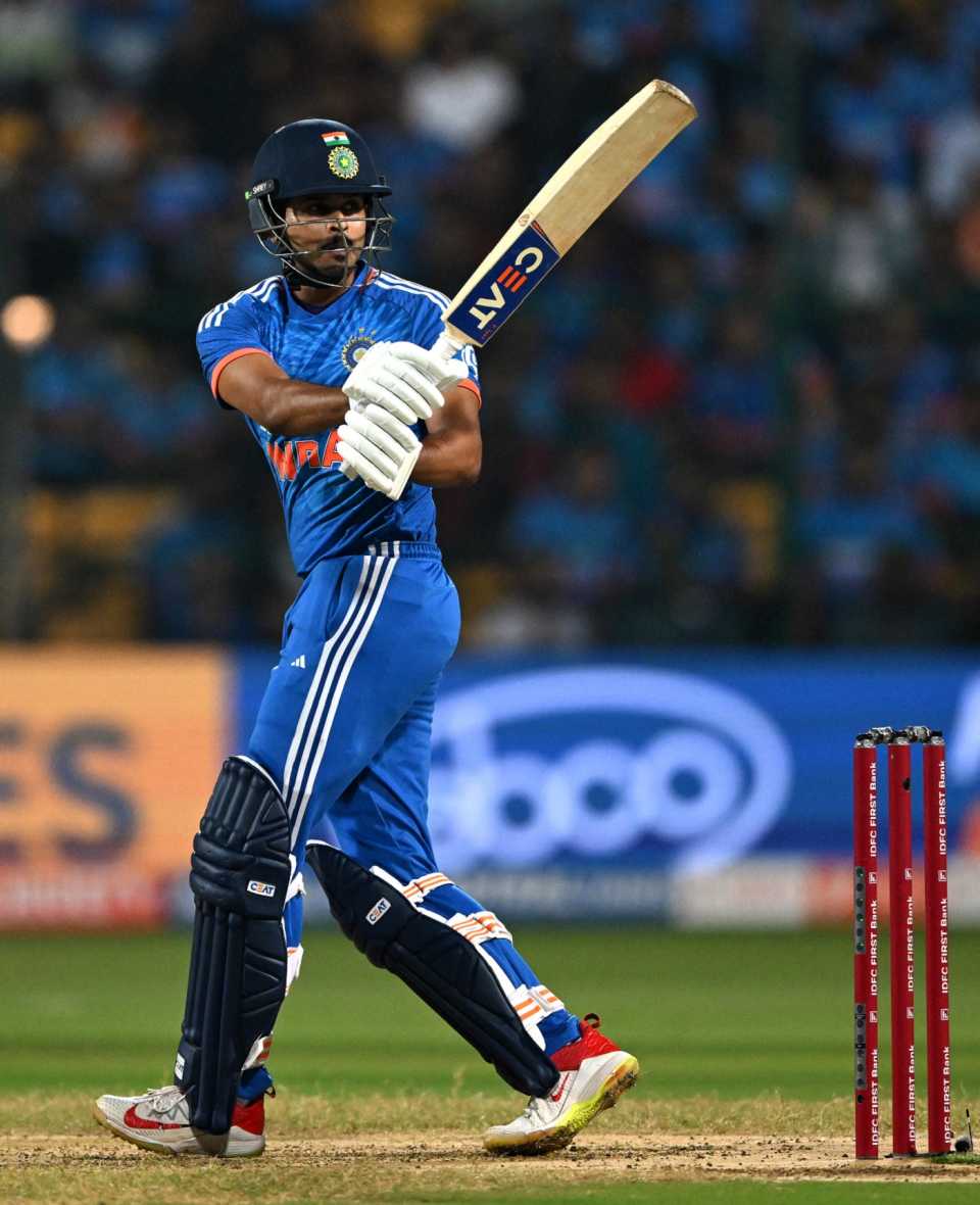 Shreyas Iyer swivels into a pull
