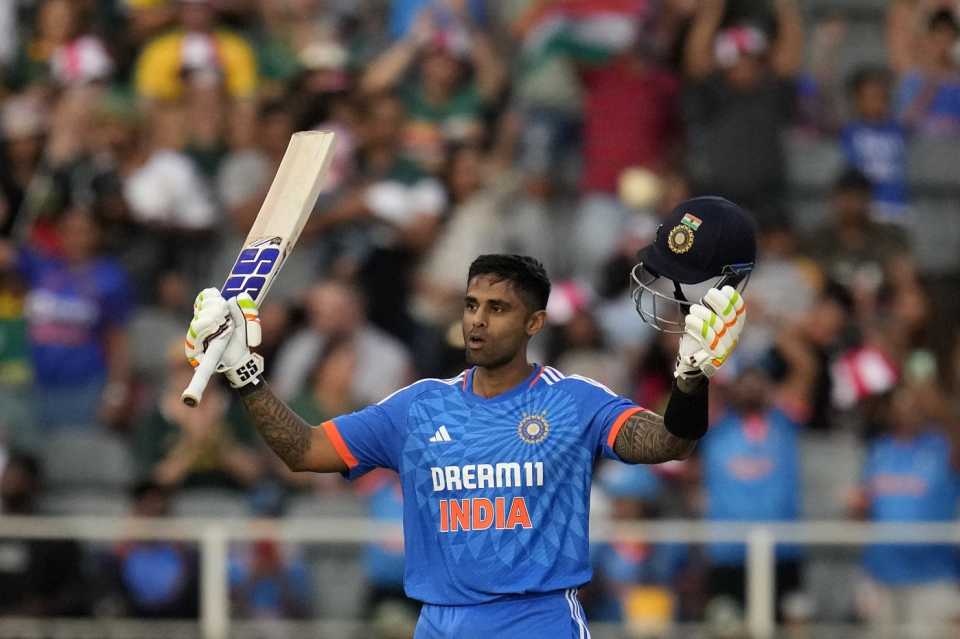 Suryakumar Yadav brings up a record-equalling fourth T20I hundred