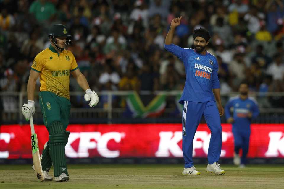 Ravindra Jadeja struck with his first ball of the match