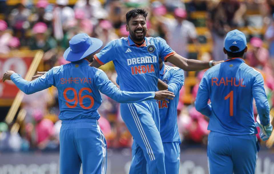 Avesh Khan celebrates a wicket