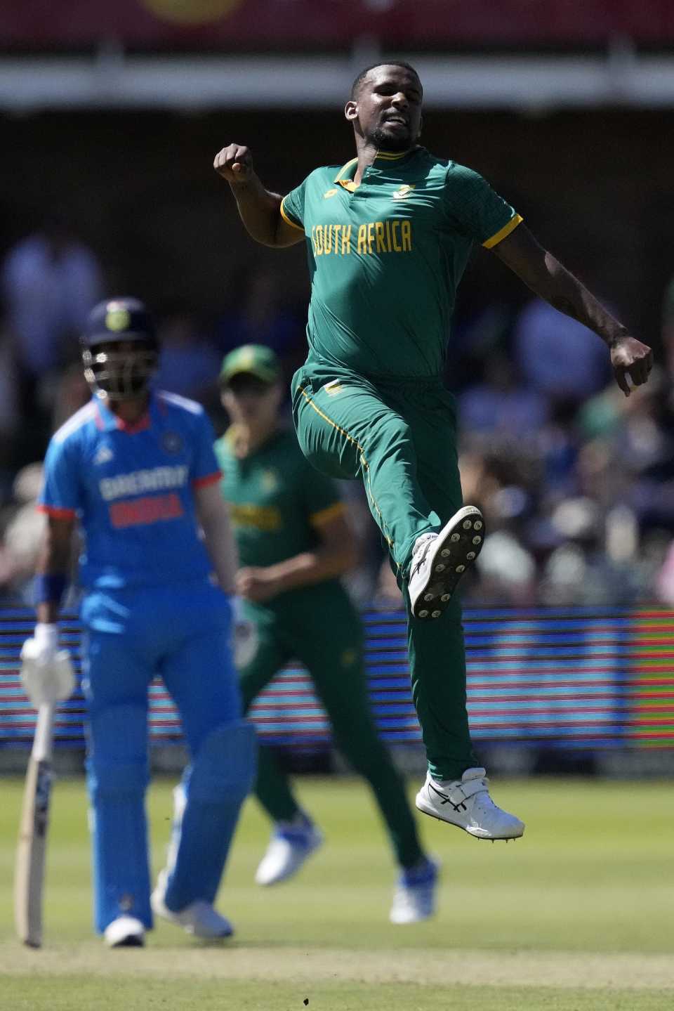 Lizaad Williams celebrates the dismissal of Sai Sudharsan