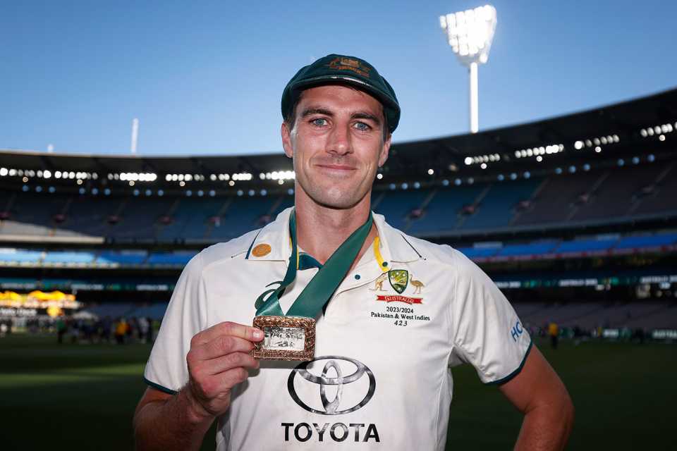 Pat Cummins was awarded the Johnny Mullagh Medal, Australia vs Pakistan, 2nd Test, MCG, 4th day, December 29, 2023