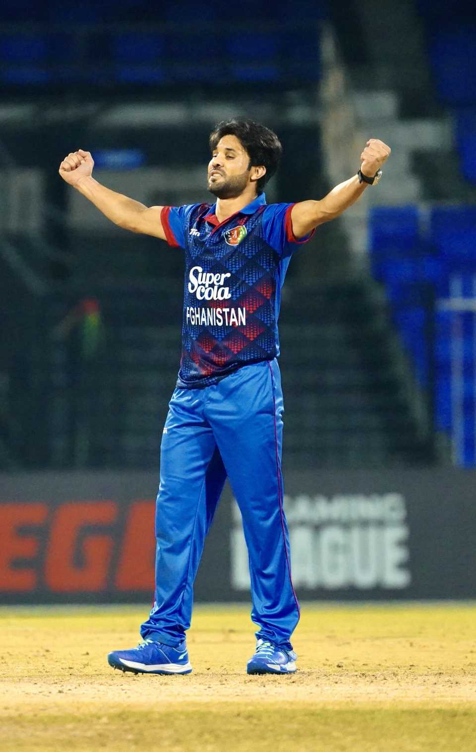Qais Ahmad picked two wickets in a miserly spell, UAE vs Afghanistan, 2nd T20I, Sharjah, December 31, 2023