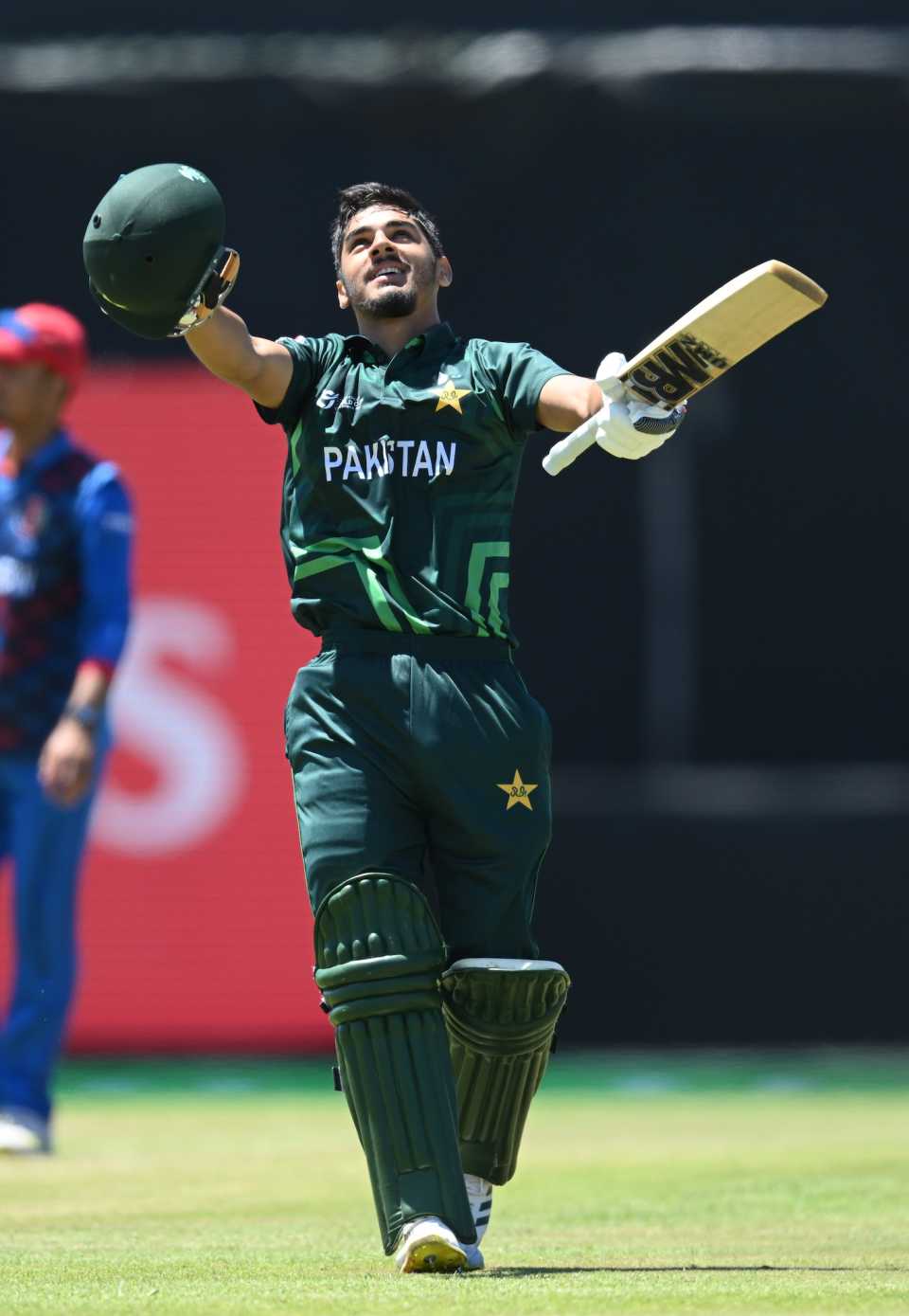 Shahzaib Khan almost batted through the innings, scoring 106 from 126 balls, Afghanistan vs Pakistan, Under-19 World Cup, East London, January 20, 2024