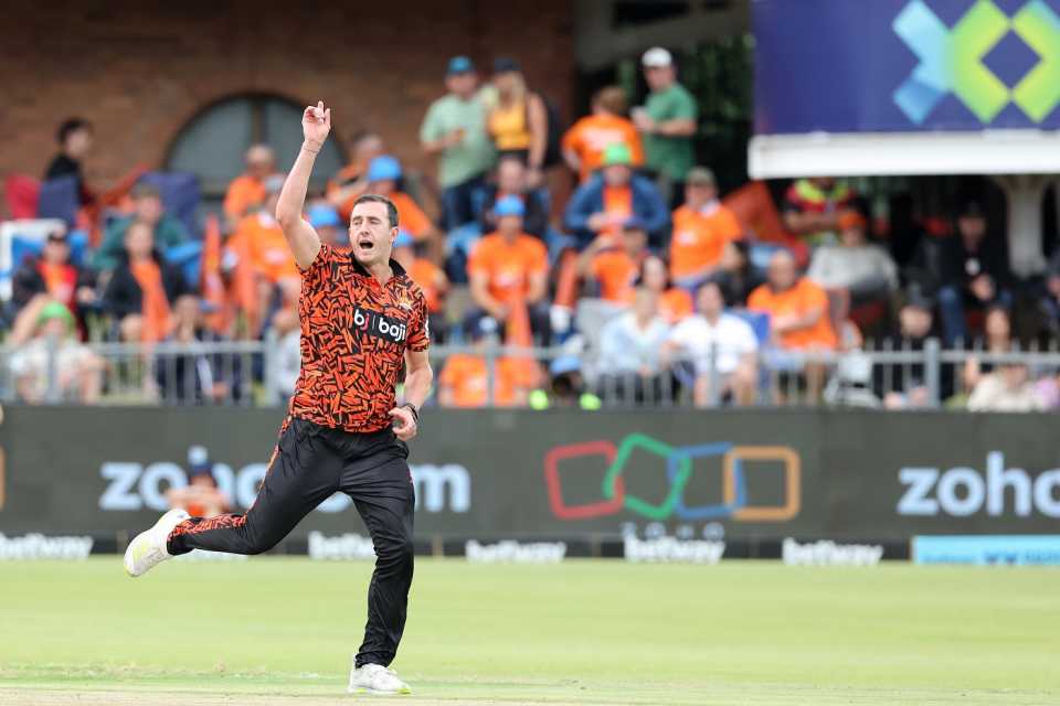 Daniel Worrall returned 3 for 22 off his four overs, Sunrisers Eastern Cape vs Pretoria Capitals, Gqeberha, SA20, January 22, 2024
