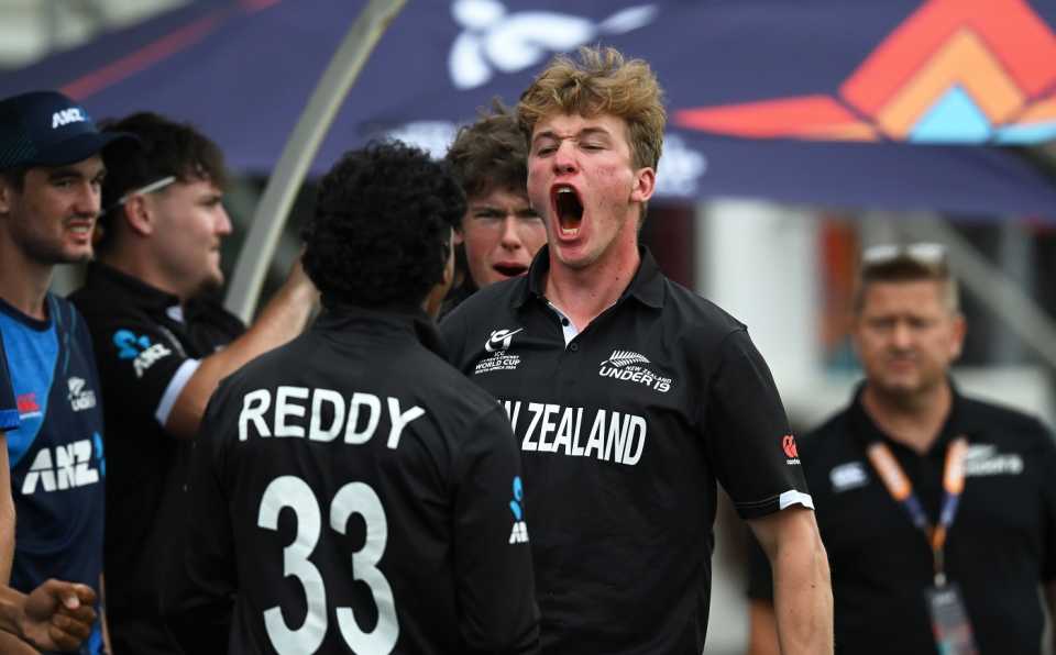 Oscar Jackson is pumped after New Zealand sealed a one-wicket win