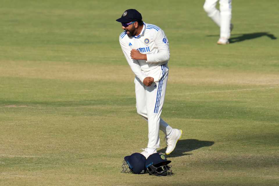 Rohit Sharma celebrates the win against England in Rajkot
