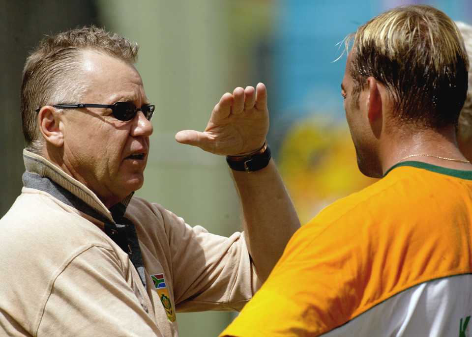 National selector Mike Procter chats with Jacques Kallis