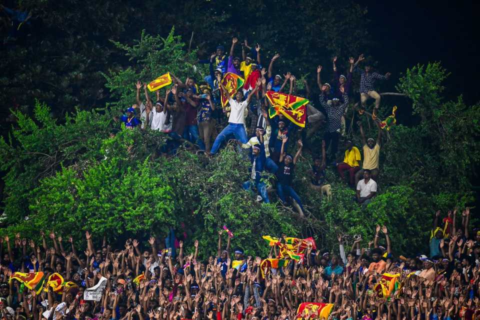 No seats, no problem - fans make sure to catch the action, and have a party too, Sri Lanka vs Afghanistan, 2nd T20I, Dambulla, February 19, 2024