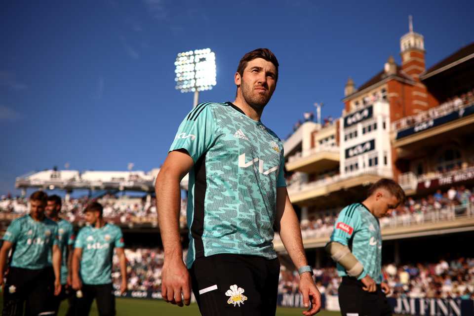 Jamie Overton waits for the match to begin, Surrey vs Hampshire, Vitality Blast, The Oval, June 2, 2022
