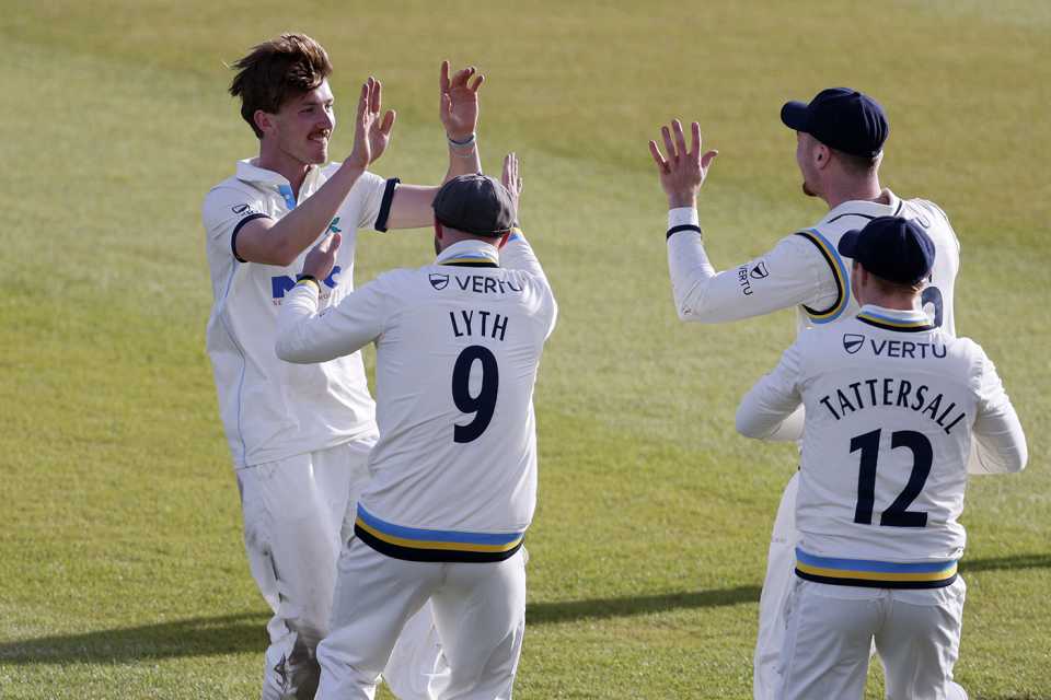 George Hill produced a three-wicket burst, Yorkshire vs Leicestershire, County Championship, Division Two, Headingley, April 5, 2024