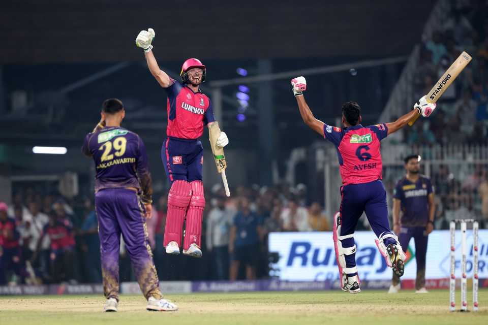 Jos Buttler celebrates after Rajasthan Royals' thrilling win