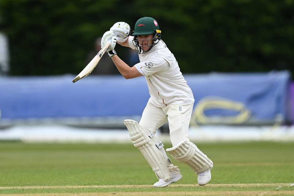 Marcus Harris battled to 77 not out on a truncated day, Derbyshire vs Leicestershire, County Championship, Division Two, Derby, April 19, 2024