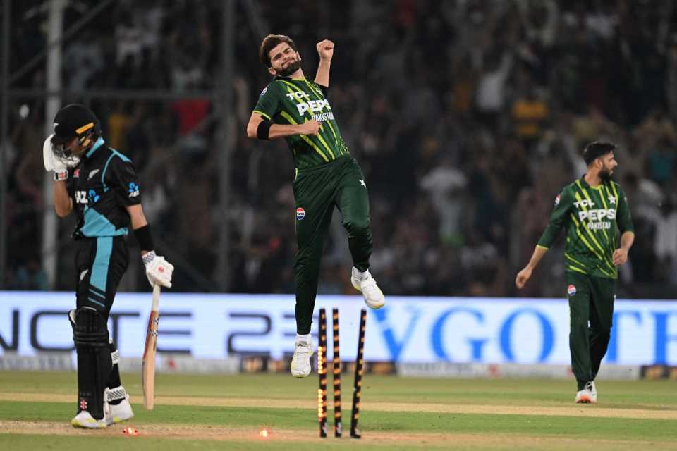 Shaheen Shah Afridi bagged a four-wicket haul, Pakistan vs New Zealand, fifth T20I, Lahore, April 27, 2024