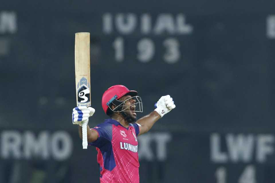 Sanju Samson was jubilant and undefeated at the end of RR's successful chase