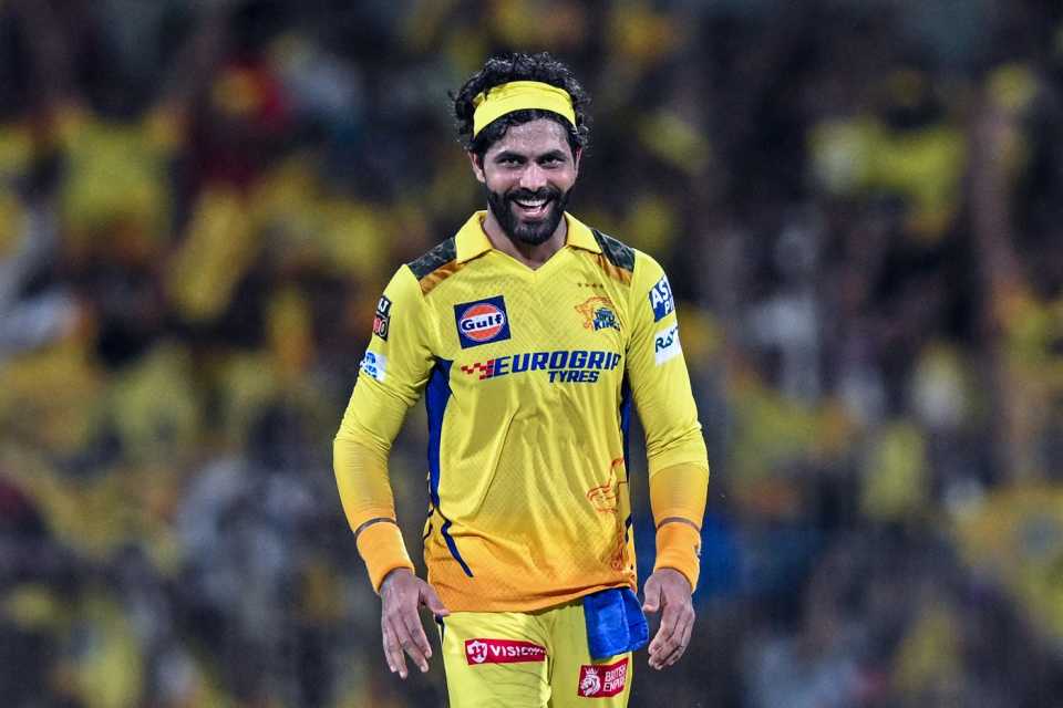 Ravindra Jadeja is all smiles after taking a wicket