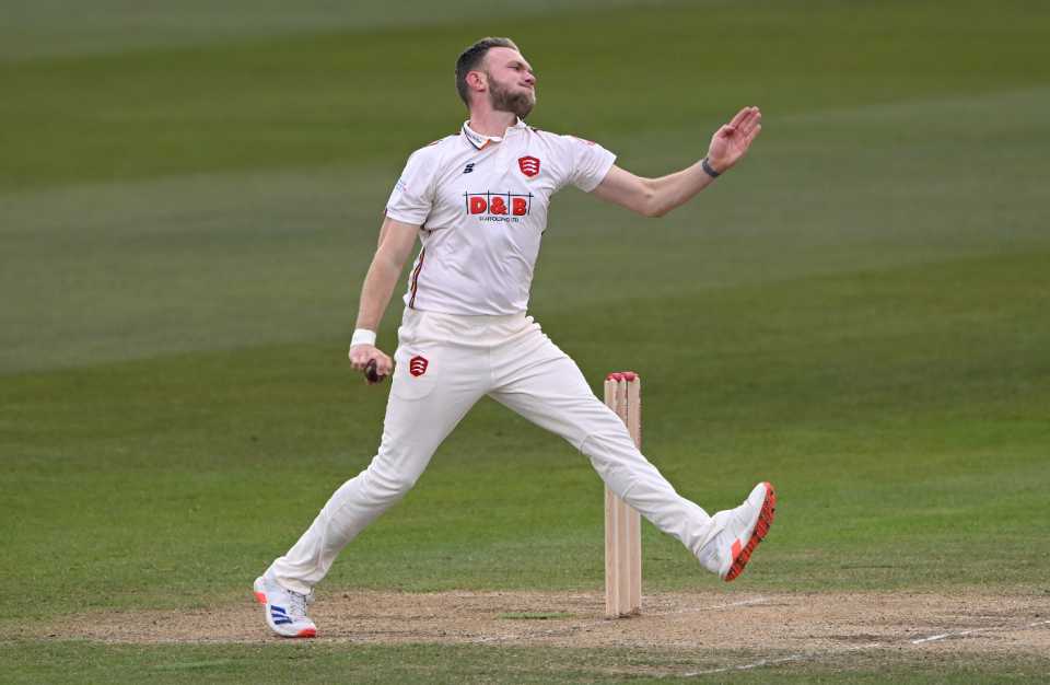 Sam Cook runs in to bowl for Essex, Durham vs Essex, County Championship, Division One, Chester-le-Street, April 29, 2024