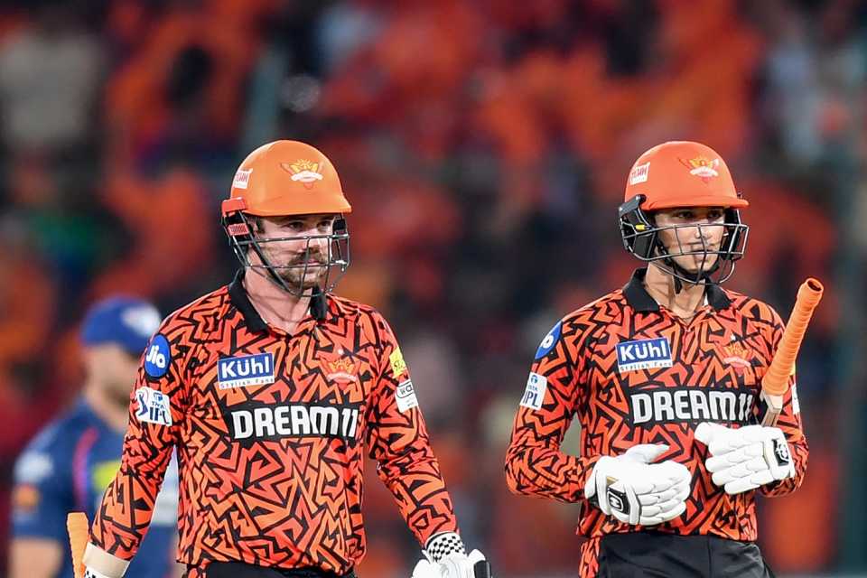 Travis Head and Abhishek Sharma finished unbeaten with their 167-run opening stand, Sunrisers Hyderabad vs Lucknow Super Giants, IPL 2024, Hyderabad, May 8, 2024