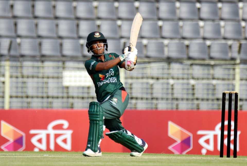 Ritu Moni chipped in with the bat, Bangladesh vs India, 2nd women's T20I, Sylhet, April 30, 2024