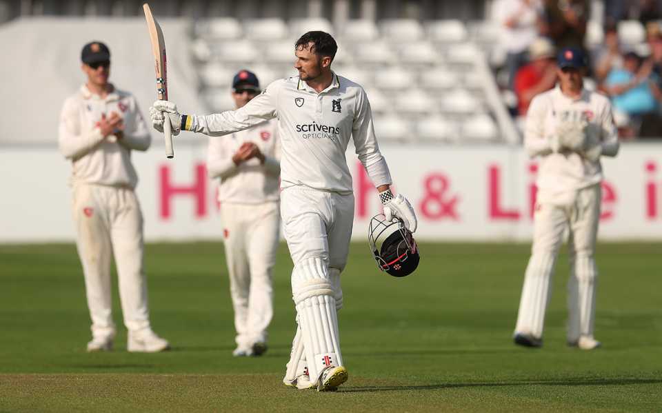 Ed Barnard is applauded on reaching his hundred, Essex vs Warwickshire, County Championship, Chelmsford, May 17, 2024