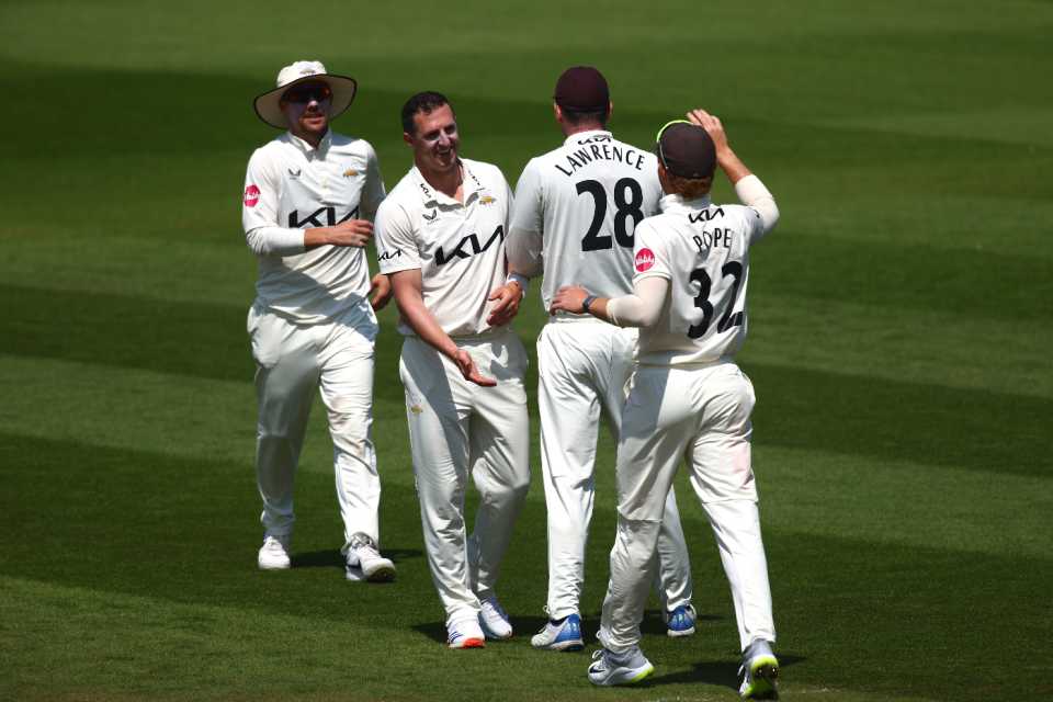 Dan Worrall completed a ten-wicket match haul to overwhelm Worcestershire, Surrey vs Worcestershire, County Championship, The Oval, May 19, 2024
