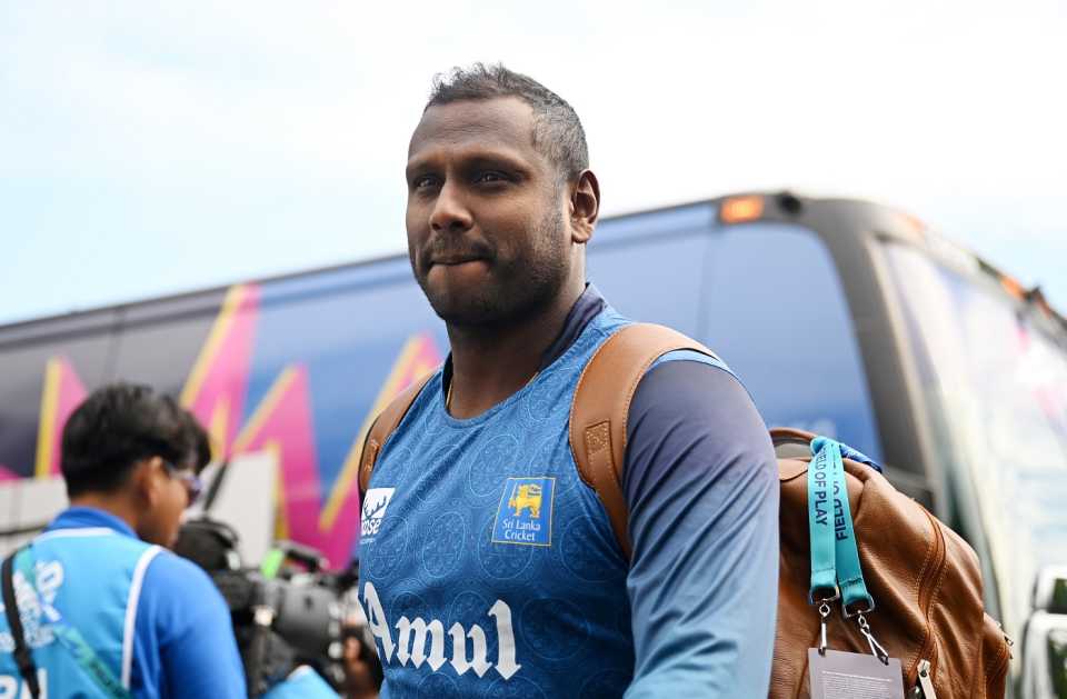 Angelo Mathews makes his way into the ground for Sri Lanka's opening game fixture, South Africa vs Sri Lanka, T20 World Cup 2024, New York, June 3, 2024