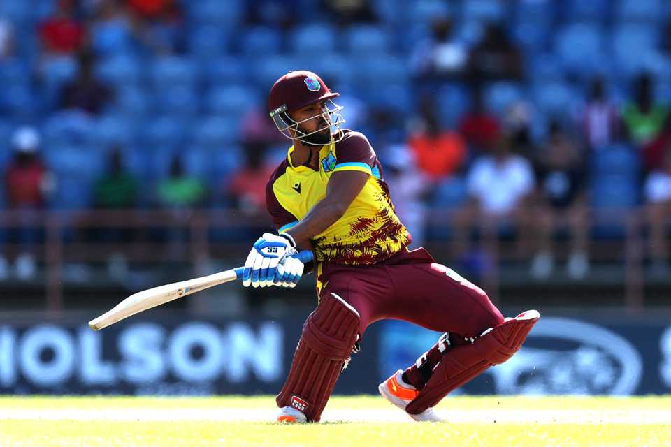 Nicholas Pooran plays a shot, West Indies vs England, 3rd T20I, Grenada, December 16, 2023