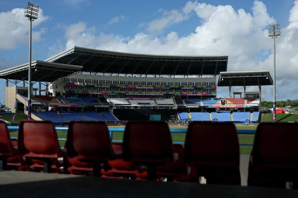 A view from the stands of the Sir Vivian Richards Stadium, North Sound, Antigua, USA vs South Africa, T20 World Cup 2024, North Sound, June 19, 2024