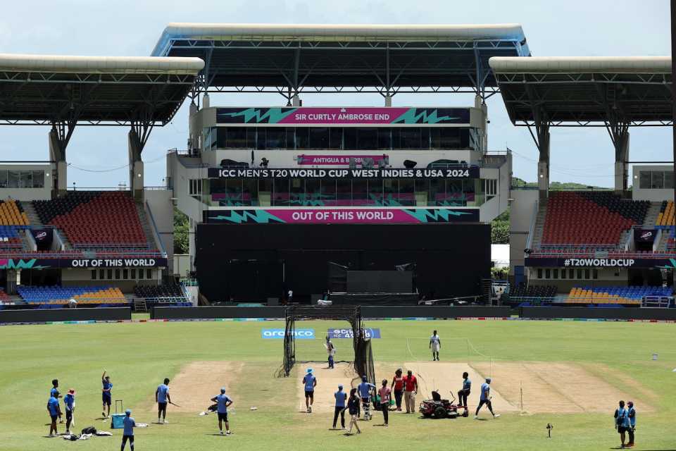 Virat Kohli has a centre-wicket net ahead of India's Super Eight match against Bangladesh, T20 World Cup, Antigua, June 21, 2024