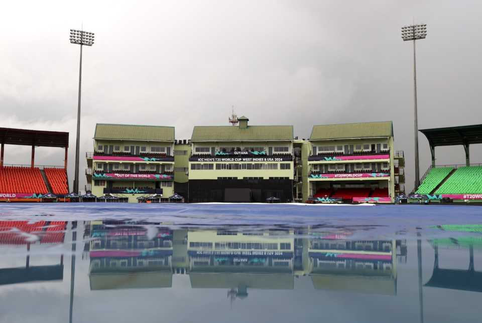 A wet morning in Providence ahead of the second semi-final, England vs India, T20 World Cup semi-final, Providence, Guyana, June 27, 2024
