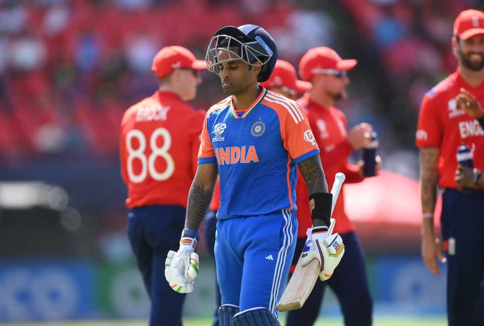 Suryakumar Yadav fell in trying to attack Jofra Archer, England vs India, T20 World Cup semi-final, Providence, Guyana, June 27, 2024