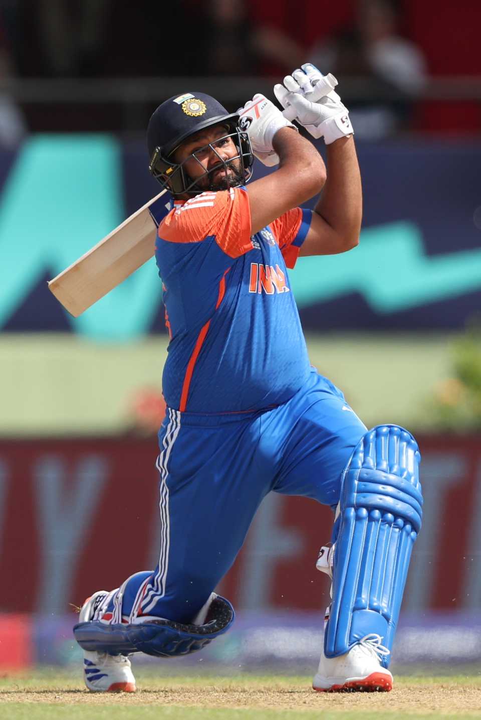 Rohit Sharma hit six fours and two sixes in his innings, England vs India, T20 World Cup semi-final, Providence, Guyana, June 27, 2024