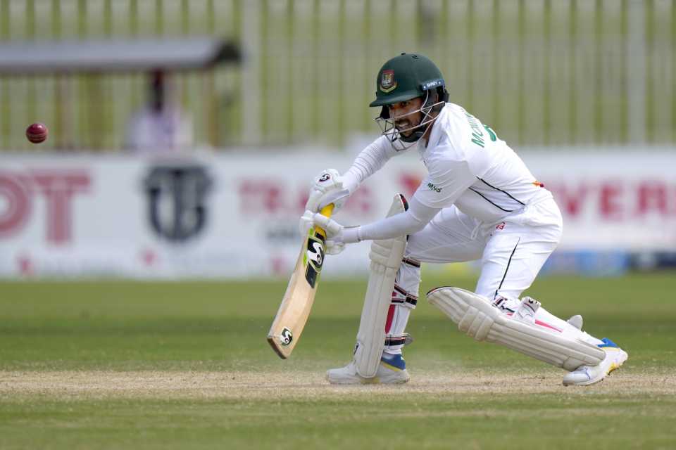 Mominul Haque plays the ball away to the off side, Pakistan vs Bangladesh, 2nd Test, Rawalpindi, 5th day, September 3, 2024