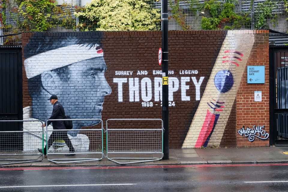 Surrey unveiled a mural tribute to Graham Thorpe, The Oval, September 5, 2024
