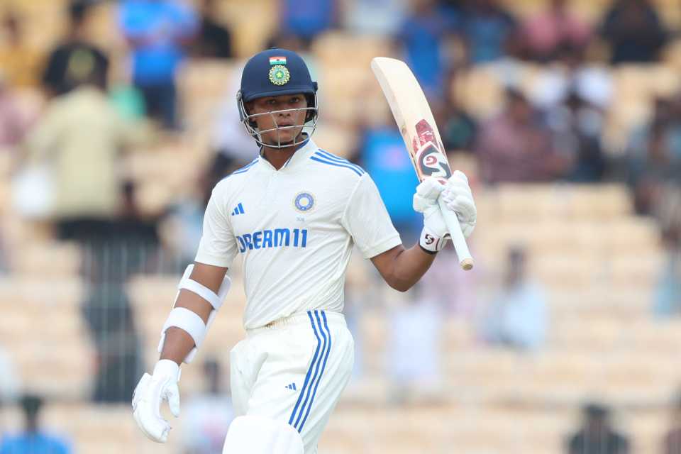 Yashasvi Jaiswal registered a sixth-consecutive fifty-plus score in homes Tests since his debut - a new record for India, bettering Rusi Modi‍‍`s run of five such scores, India vs Bangladesh, 1st Test, Chennai, 1st day, September 19, 2024
