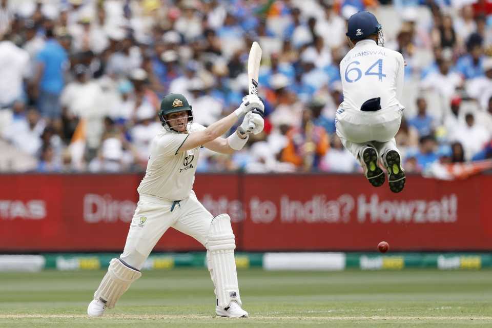 Yashasvi Jaiswal tries to evade a Steven Smith shot into the offside, Australia vs India, 4th Test, Day 1, Melbourne, ICC World Test Championship, December 26, 2024