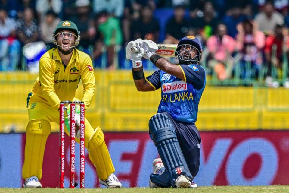 High and mighty: the Charith Asalanka slog sweep, Sri Lanka vs Australia, 2nd ODI, Colombo, February 14, 2025