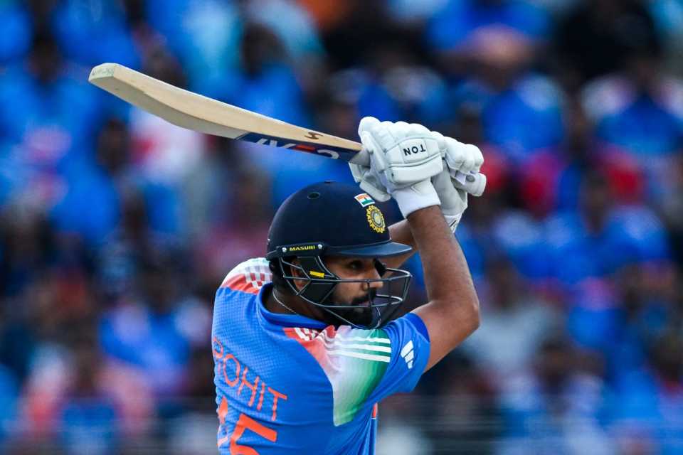 Rohit Sharma went after the New Zealand seamers in the first powerplay, India vs New Zealand, Champions Trophy final, Dubai, March 9, 2025