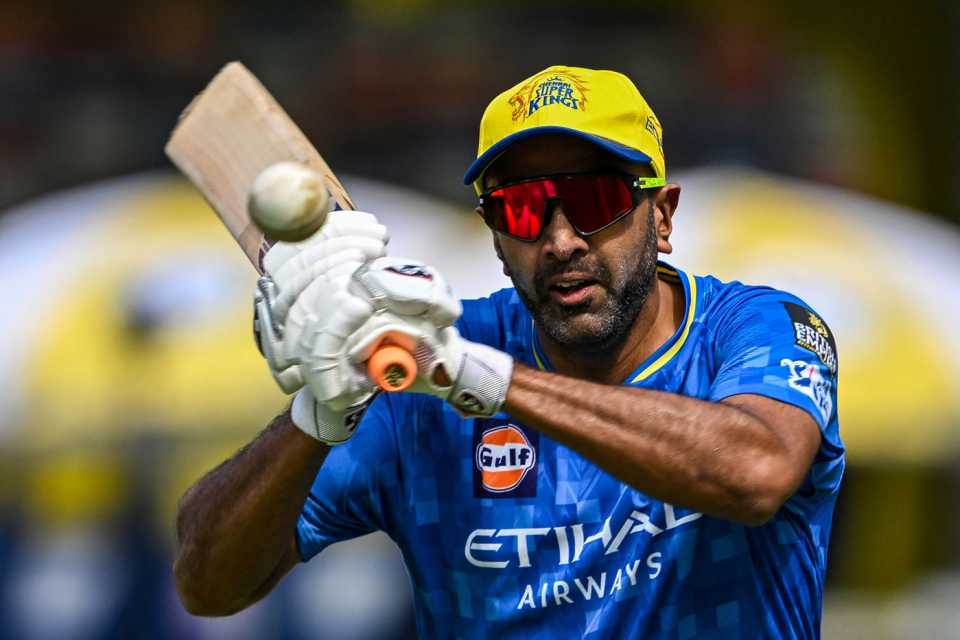 R Ashwin in action at training, Chennai Super Kings vs Delhi Capitals, IPL, Chennai, April 5, 2025