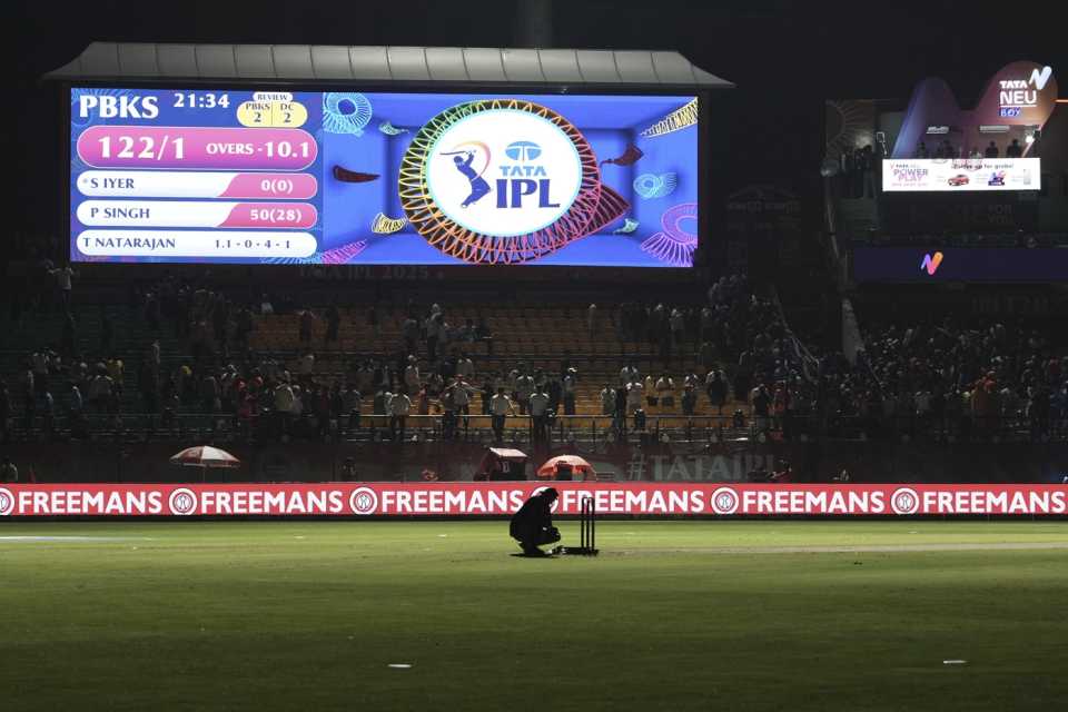 The PBKS-DC game in Dharamsala was called off after only 10.1 overs, Punjab Kings vs Delhi Capitals, IPL 2025, Dharamsala, May 8, 2025
