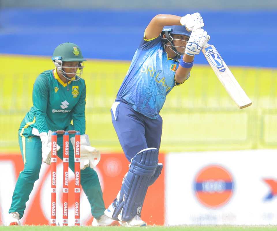 Chamari Athapaththu drives towards the covers, Sri Lanka vs South Africa, ODI tri-series, Colombo, May 9, 2025