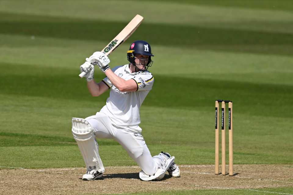 Rob Yates drives through the off side, Warwickshire vs Surrey, County Championship, Edgbaston, May 9, 2025