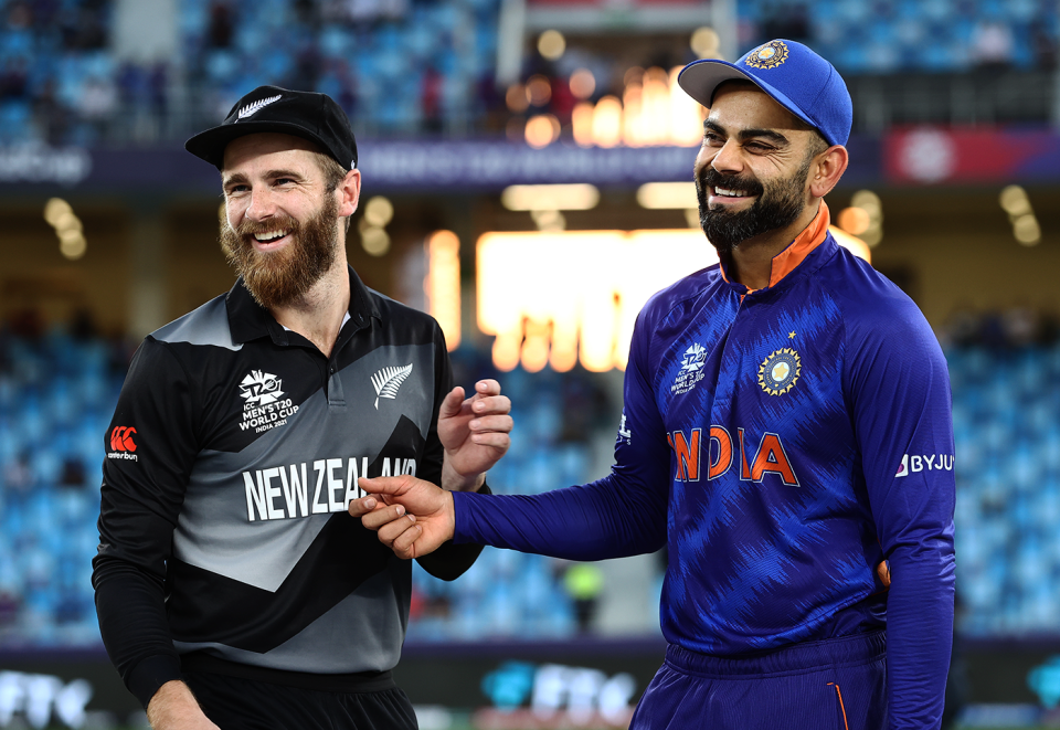 Kane Williamson and Virat Kohli share a laugh, India vs New Zealand, TZ20 World Cup, Group 2, Dubai, October 31, 2021