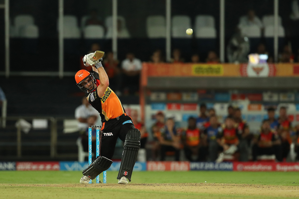 Kane Williamson lofts the ball down the ground, Sunrisers Hyderabad v Kolkata Knight Riders, IPL 2017, Hyderabad, April 30, 2017