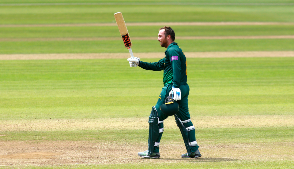 Brendan Taylor celebrates his century, Somerset v Nottinghamshire, Royal London Cup playoffs, Taunton, June 13, 2017