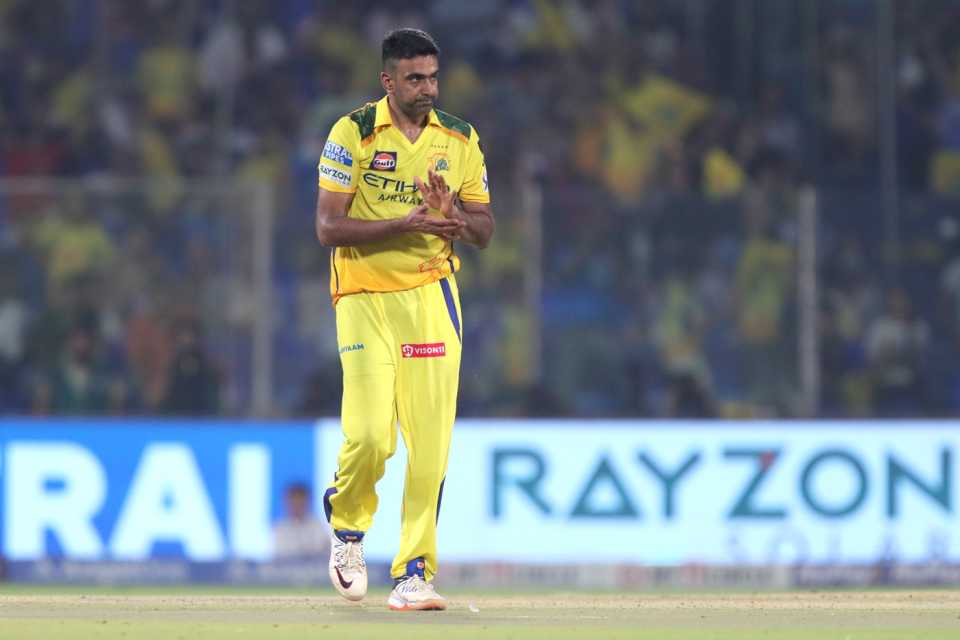 R Ashwin picked up two wickets but also conceded 41 runs in his four overs, Chennai Super Kings vs Rajasthan Royals, IPL 2025, Delhi, May 20, 2025