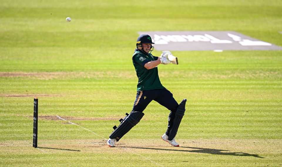 Cade Carmichael cuts one away, Ireland vs West Indies, 3rd ODI, Dublin, May 25, 2025