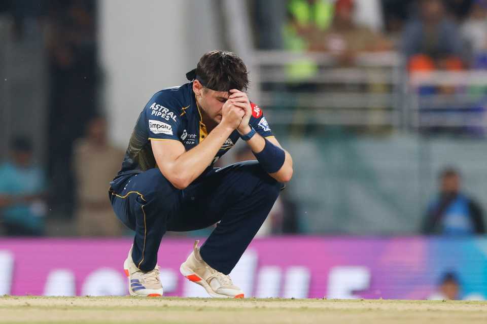 Gerald Coetzee reacts to a dropped chance, Gujarat Titans vs Mumbai Indians, IPL 2025, Eliminator, New Chandigarh, May 30, 2025