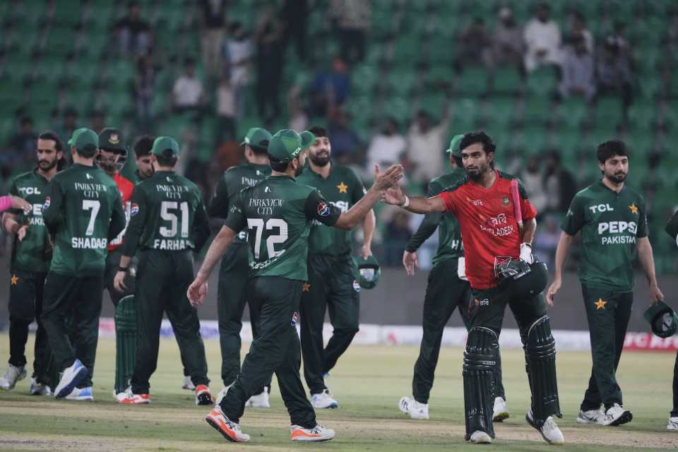 Tanzim Hasan Sakib, who made 50, was the last batter out, Pakistan vs Bangladesh, 2nd T20I, Lahore, 30 May, 2025