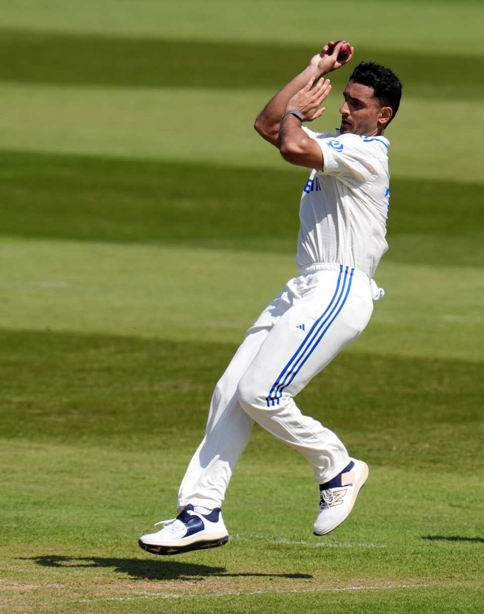 Anshul Kamboj has a bowl, England Lions vs India A, 1st unofficial Test, Canterbury, 2nd day, May 31, 2025